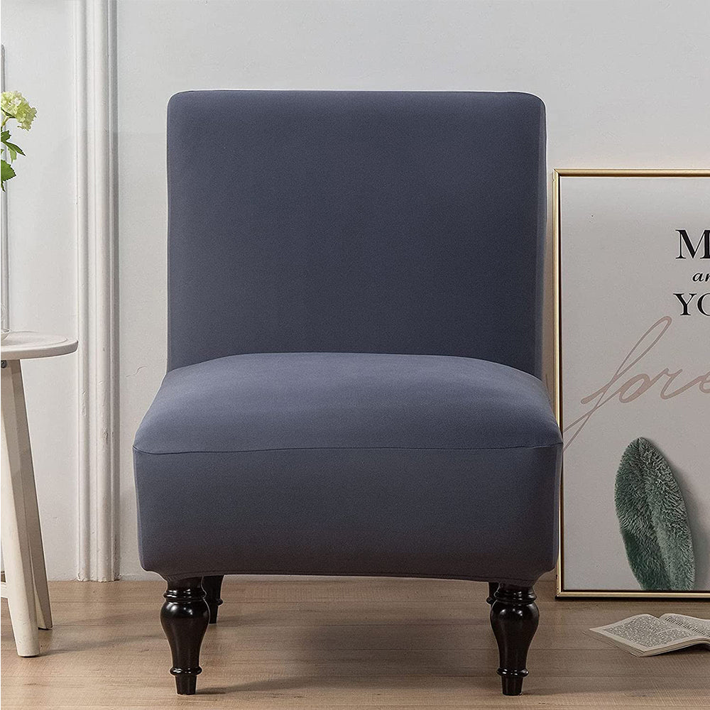 Armless Accent Slipper Chair Cover Stretch Slipper Chair Cover Dark Grey