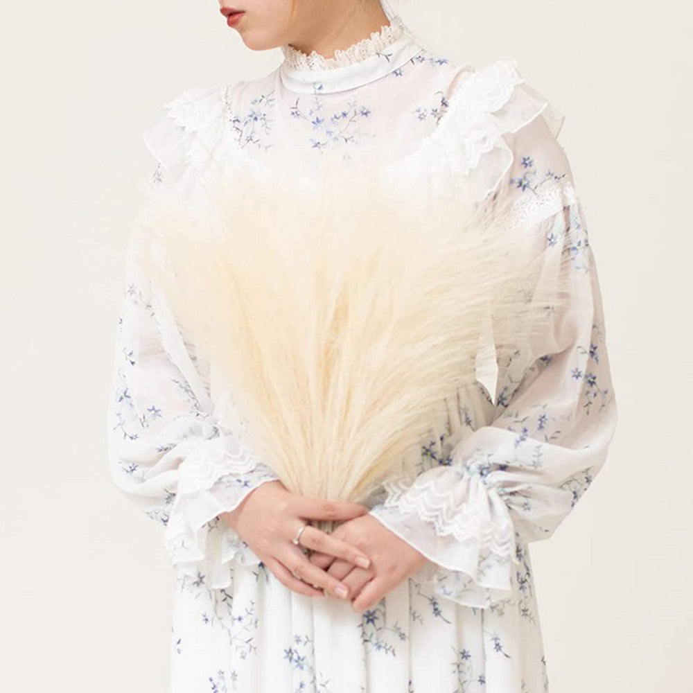 4Pcs Beige Faux Pampas Grass 50cm Tall Artificial Reed Fluffy Stems Home Decor