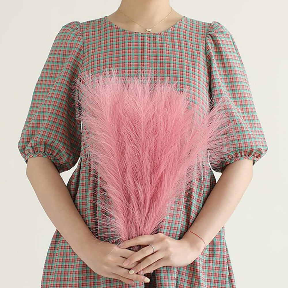 4Pcs Pink Faux Pampas Grass 50cm Tall Artificial Reed Fluffy Stems Home Decor