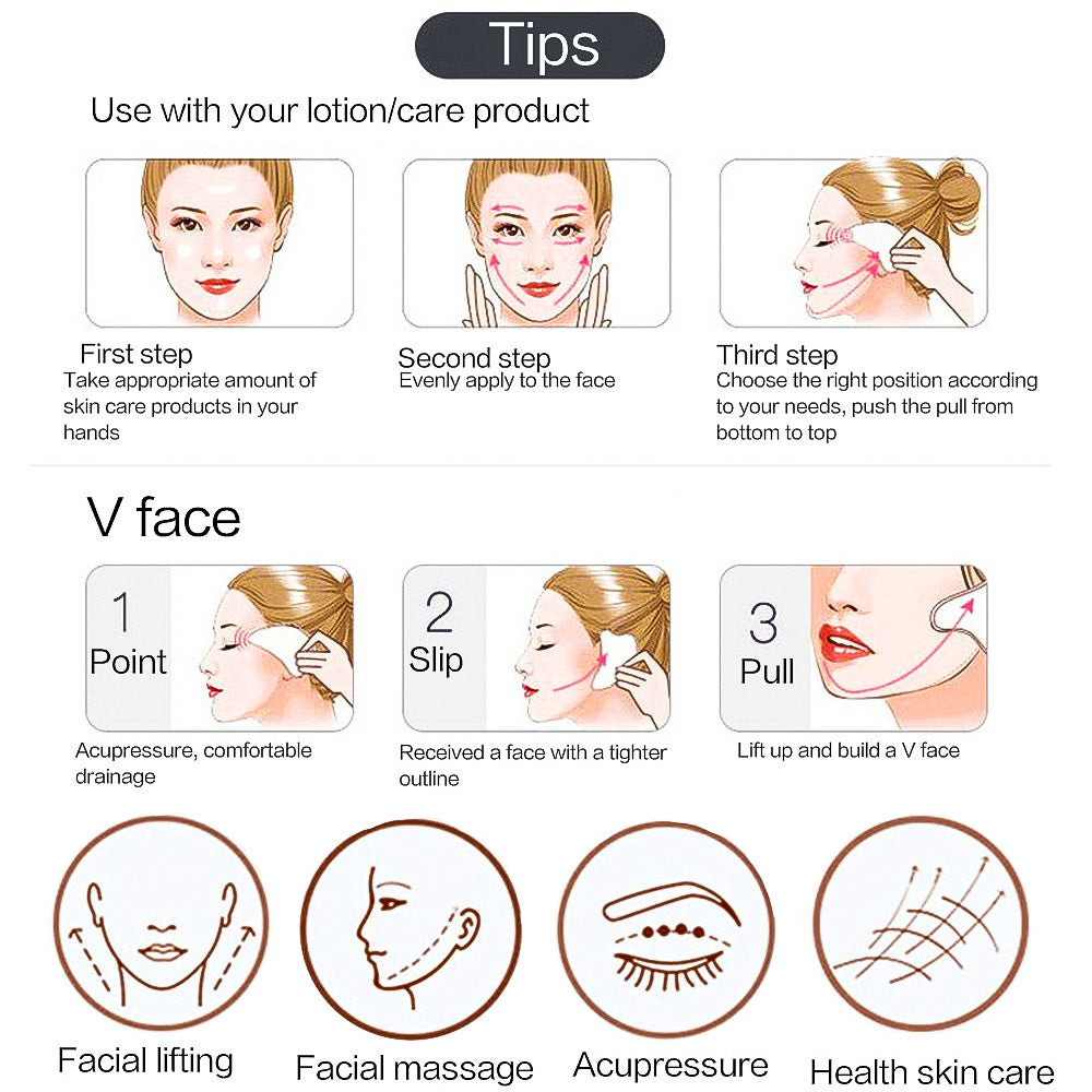 Purple Jade Roller Face Neck Gua Sha Scraping Massager Set