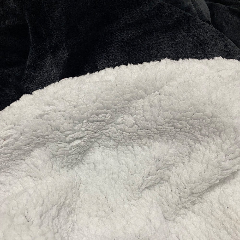 Black Unisex Hoodie Blanket Hooded Oversized Wearable Throw Blanket