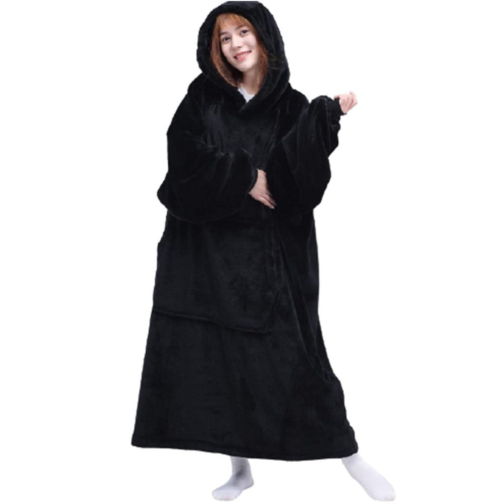 Hoodie Blanket Solid Colour Hooded Blanket Black