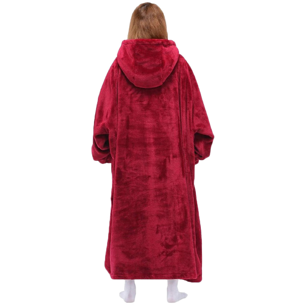 Hoodie Blanket Solid Colour Hooded Blanket Red