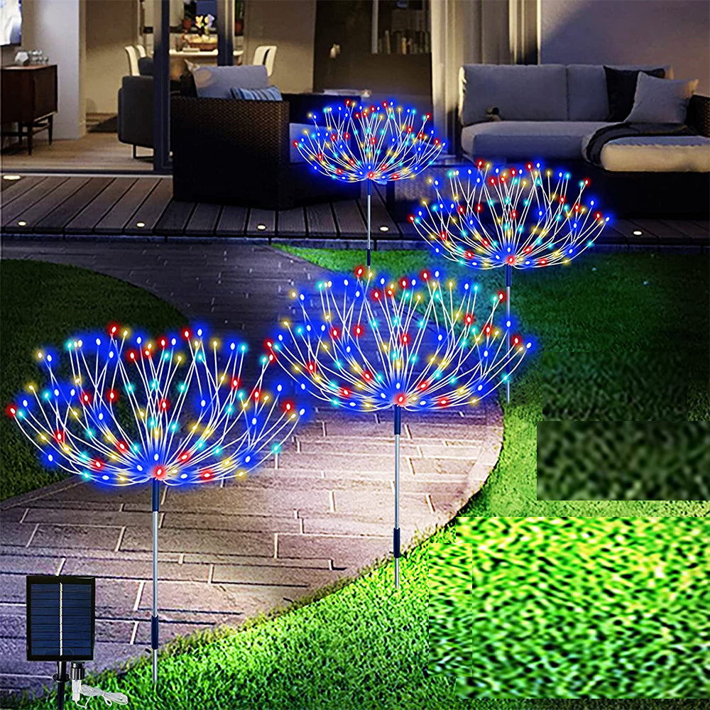 Set of 4Pcs Solar Firework Lights with Remote Colorful Light