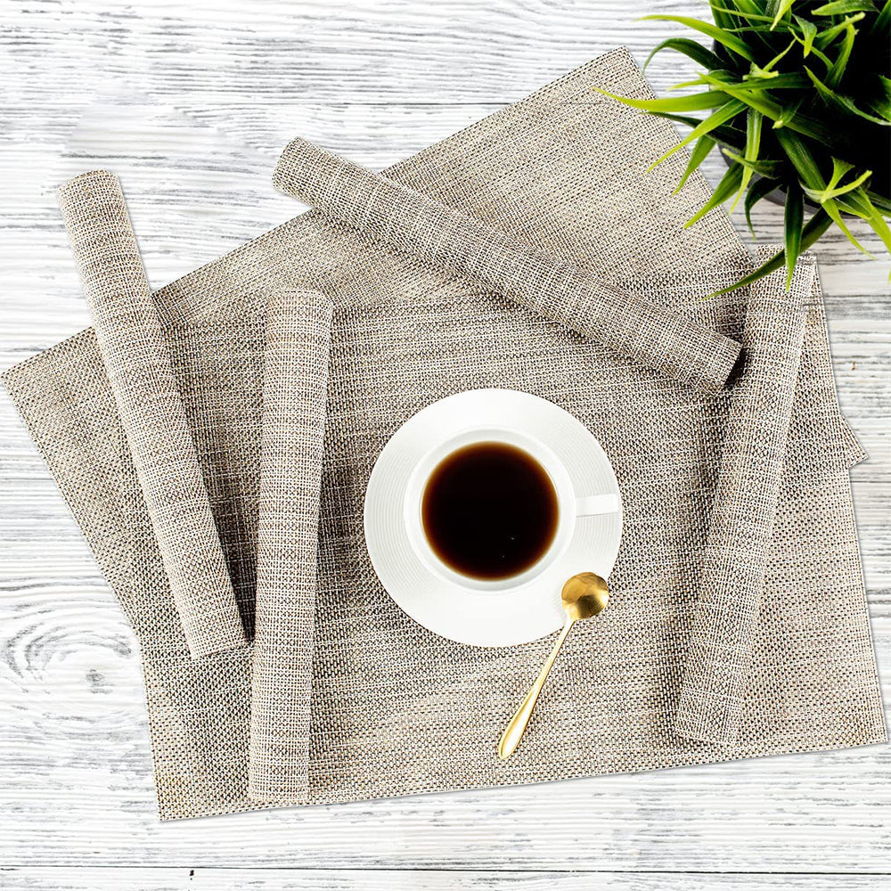 12 X Waterproof Washable Dining Table Placemats Beige