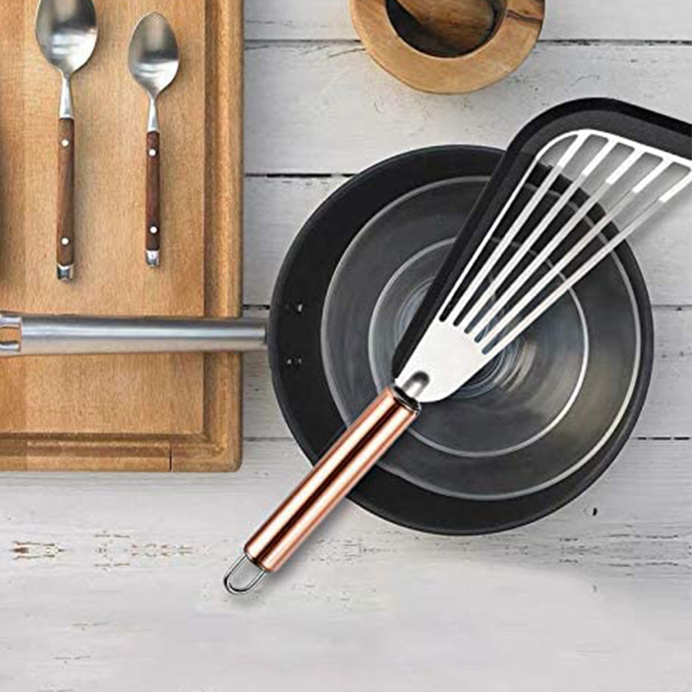 1X Kitchen Non Stick Fish Turner Spatula with Silicone Edge
