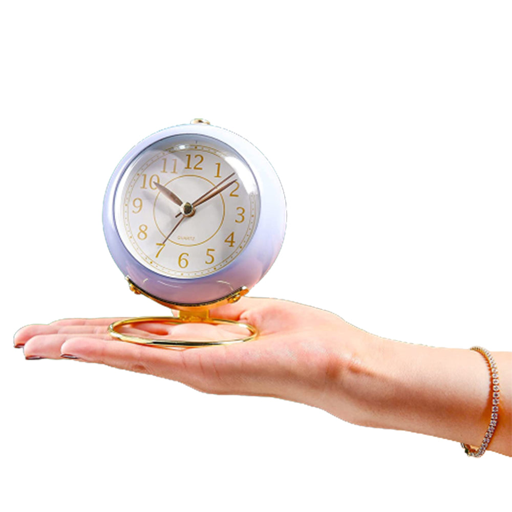 Retro Silent Alarm Clock with Night Light Blue