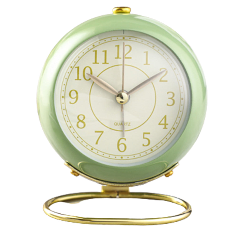Retro Silent Alarm Clock with Night Light Green