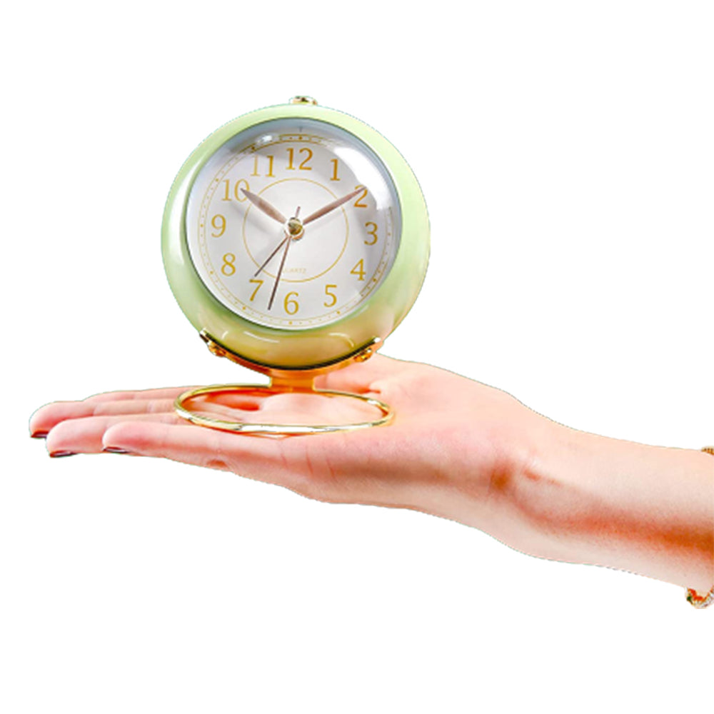 Retro Silent Alarm Clock with Night Light Green