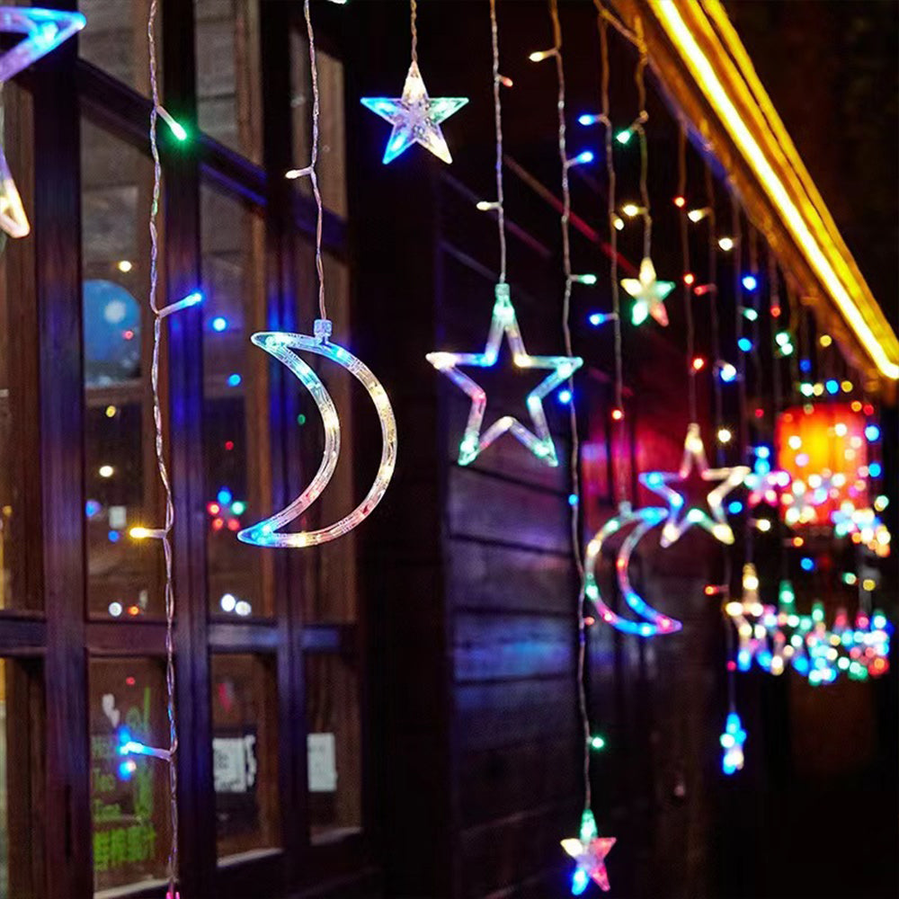 LED Star Moon Fairy Curtain String Lights Colorful Lights