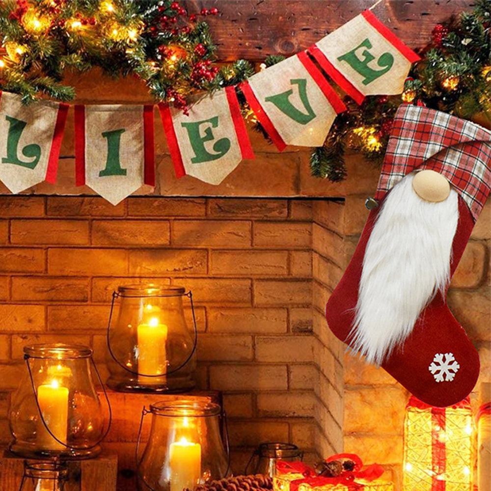 2Pcs Christmas Stocking Bag Candy Bag Christmas Tree Decor Red