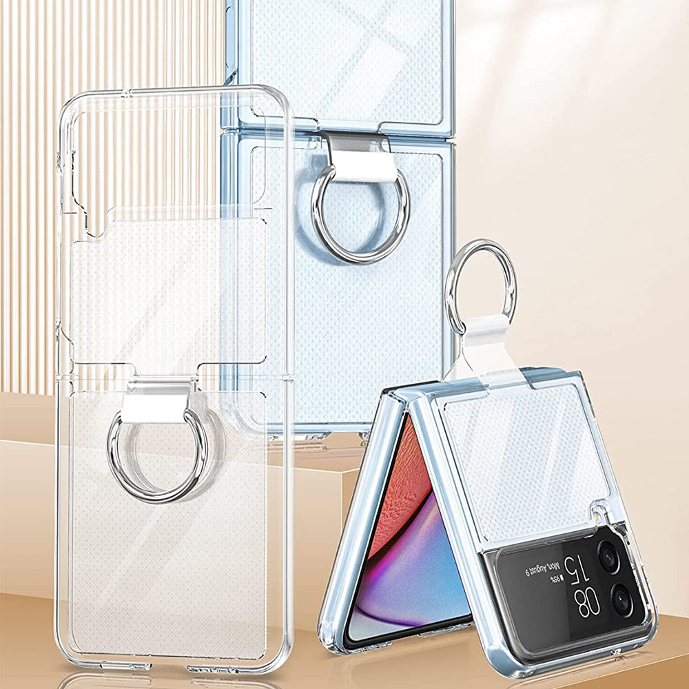 Clear Phone Case with Ring for Samsung Galaxy Z Flip 4