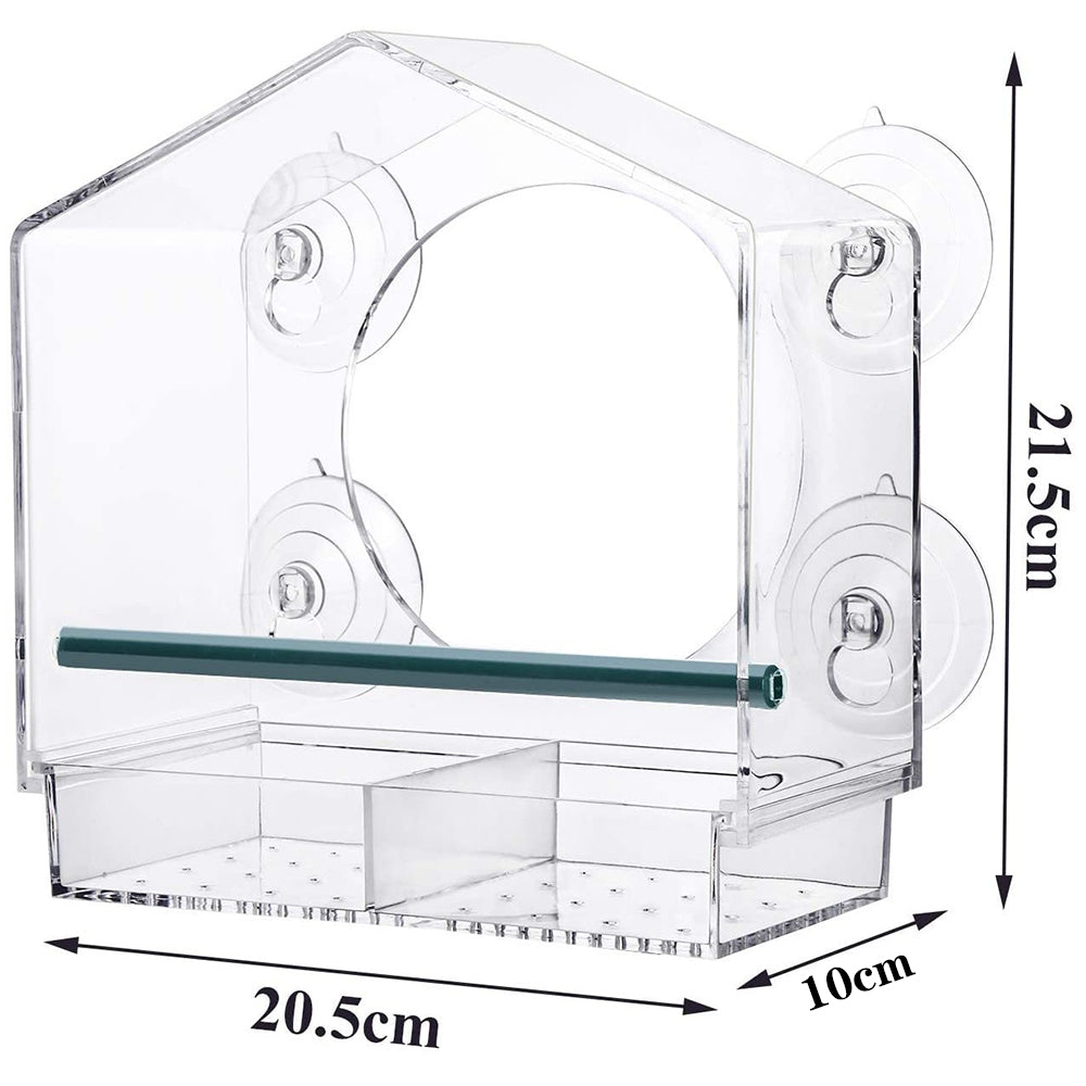 Acrylic Transparent Window Bird Feeder with 4 Suction Cups