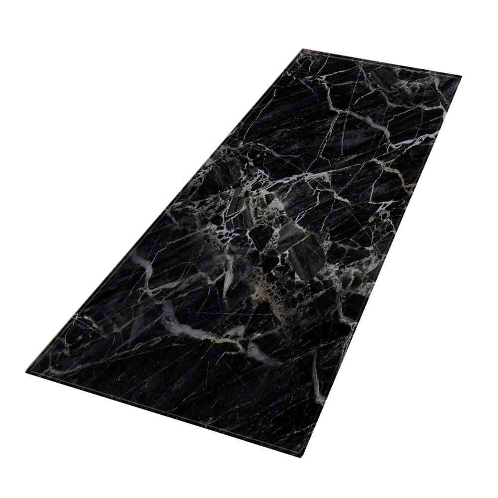 60x180cm Marble Style Kitchen Non-Slip Floor Mat Bedroom Rug Black