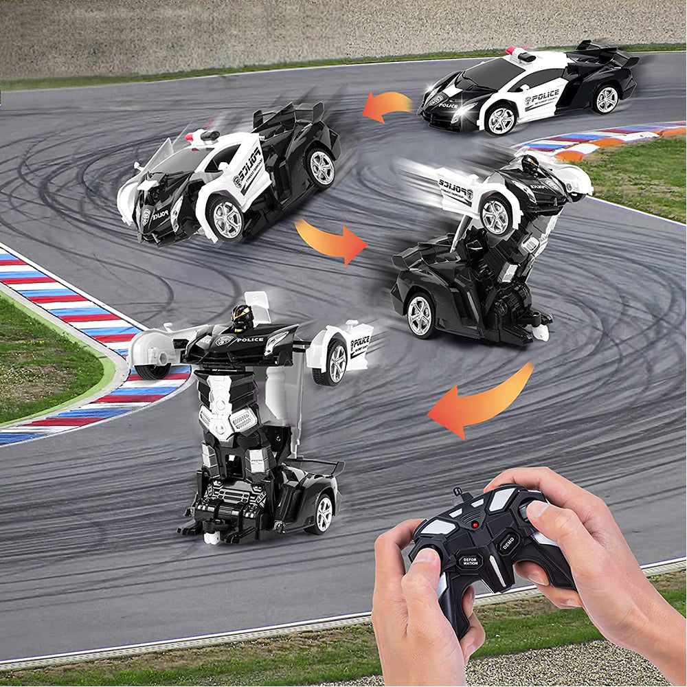 Remote Control Cars for Kids Deformation Toy Car White