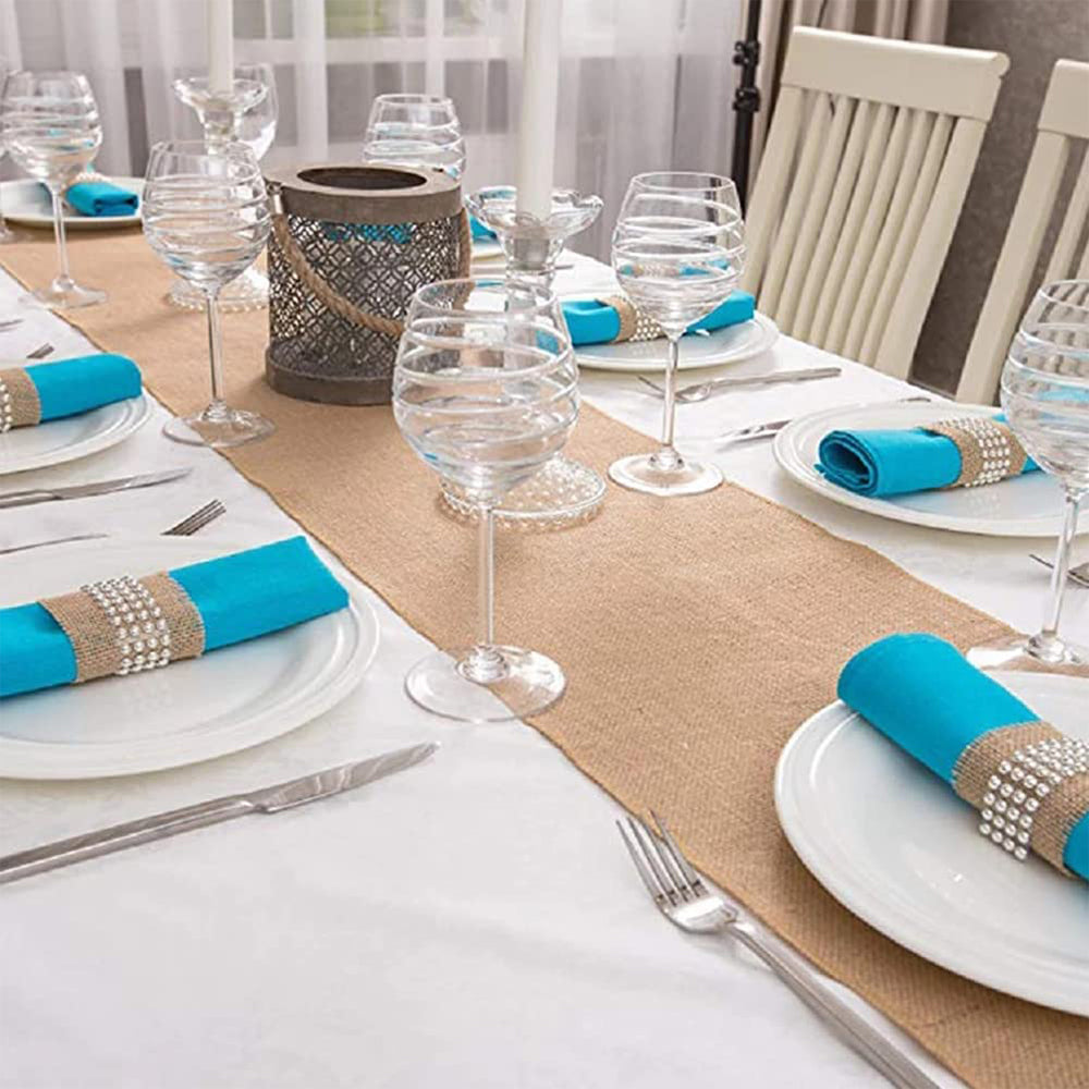 2Pcs 275x30cm Burlap Jute Table Runner