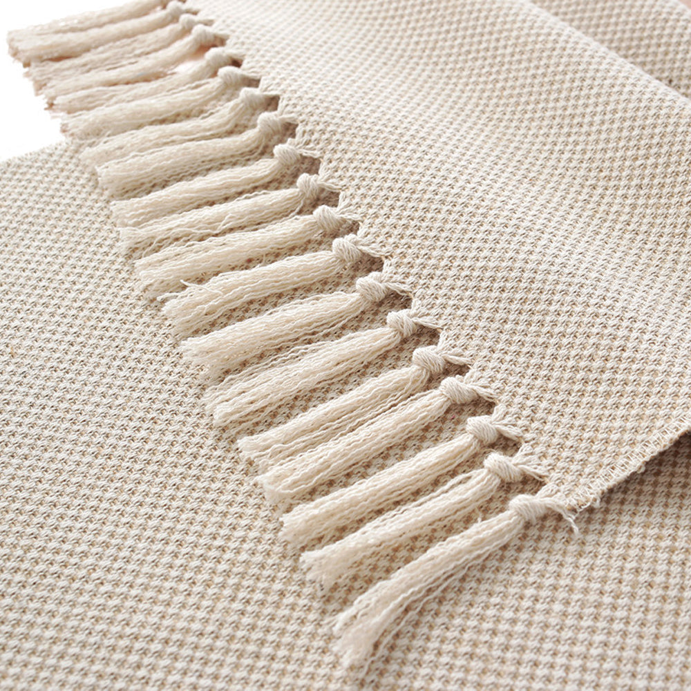 183x33cm Cotton Linen Weave Table Runner with Tassels