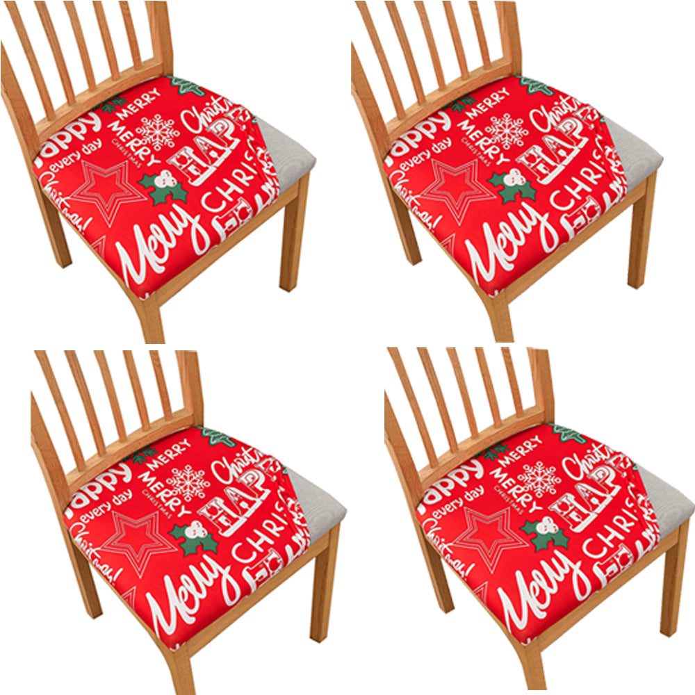 4X Christmas Stretch Dining Chair Seat Cover Style 1