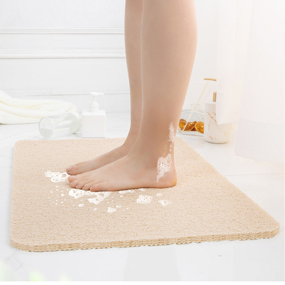 44x75cm Anti Slip Shower Mat PVC Loofah Bathtub Mat Beige