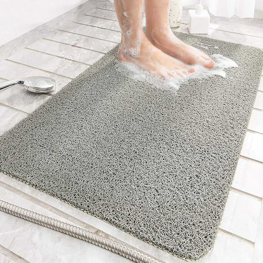 40x60cm Anti Slip Shower Mat PVC Loofah Bathtub Mat Grey