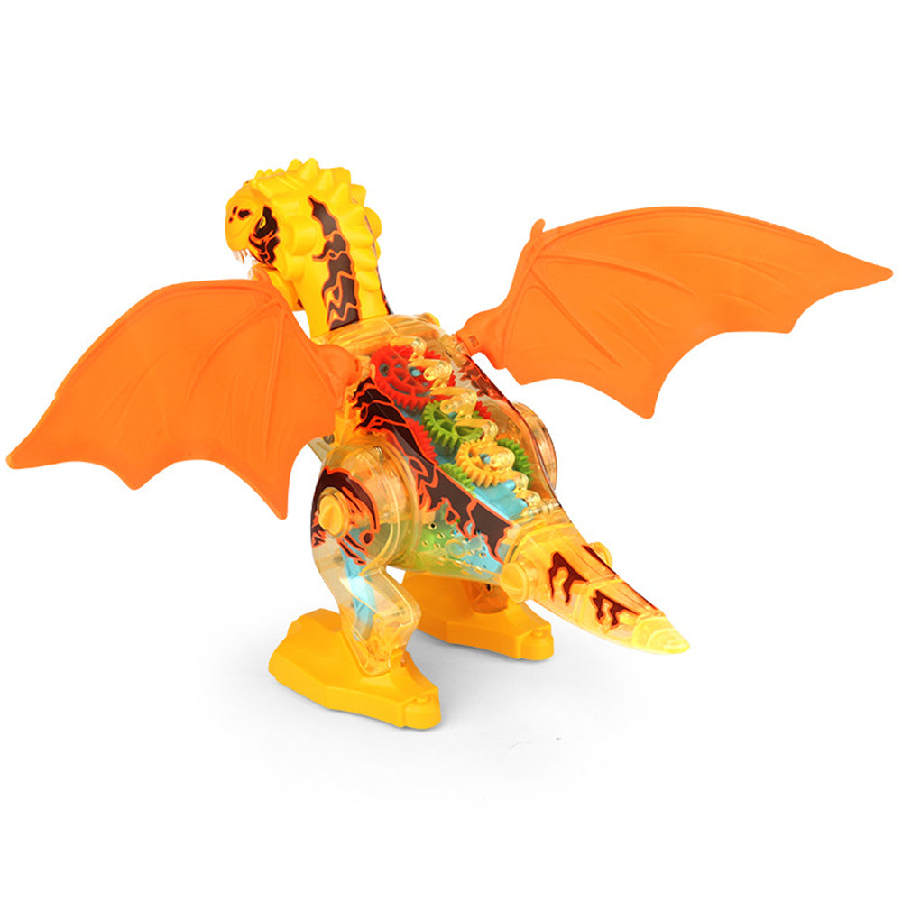 Electric Walking Dinosaur Toy for Kids with Spray and Lighting Yellow