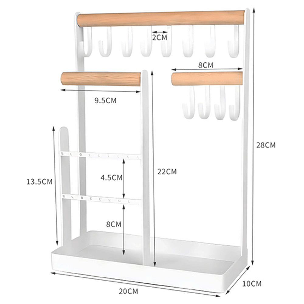 2Pcs 4 Tier Jewelry Storage Rack Necklace Earring Holder with Tray