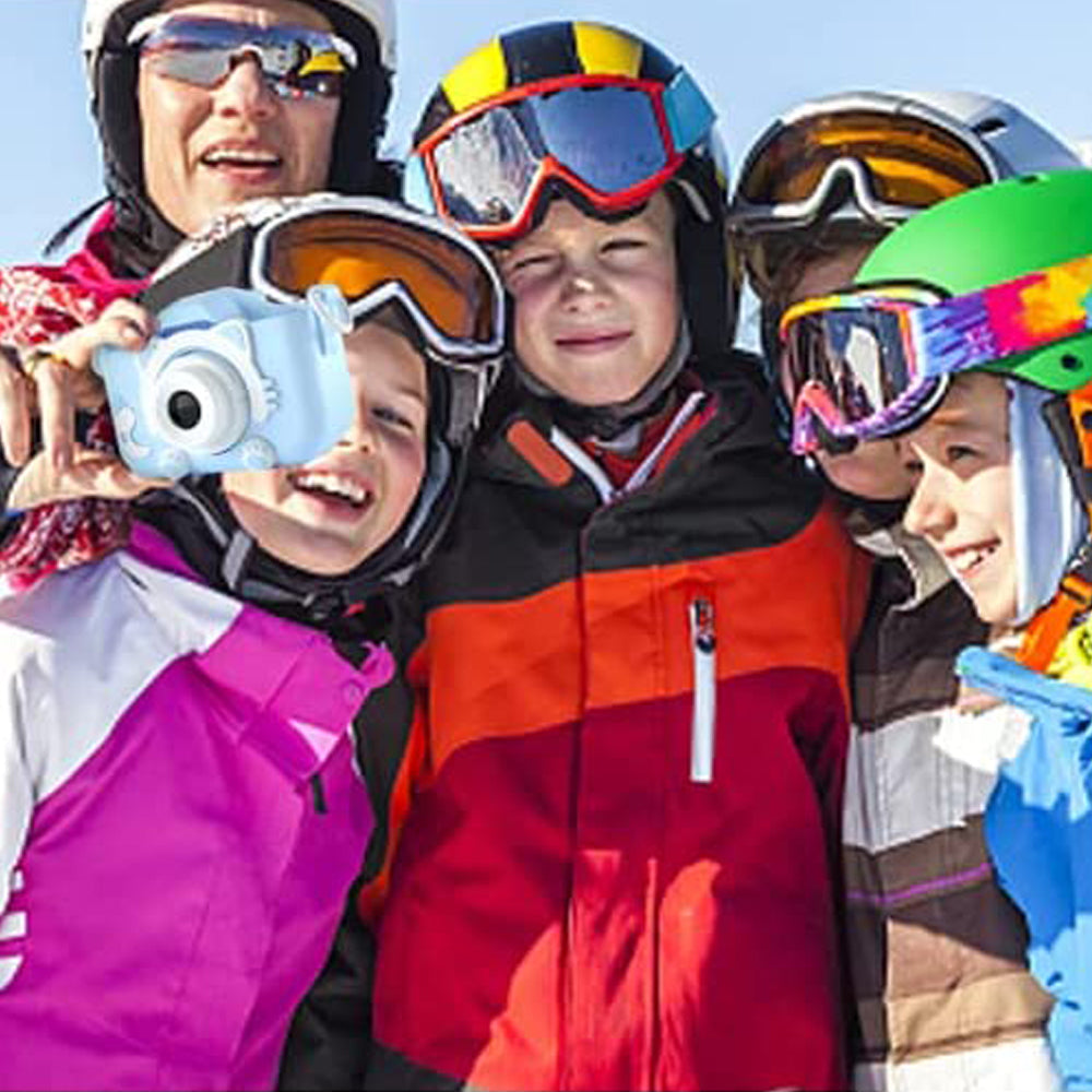 Kids Camera HD 2000W Dual Lens Camera Action Camera Compact Digital Camera Toy Video Camera with 32G Card Blue