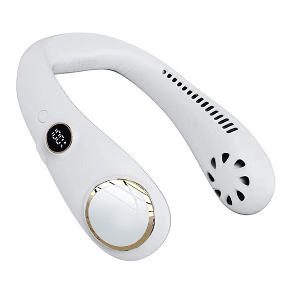 Foldable Wearable Hanging Neck Fan Cooling Air Cooler with 3 Wind Speeds White