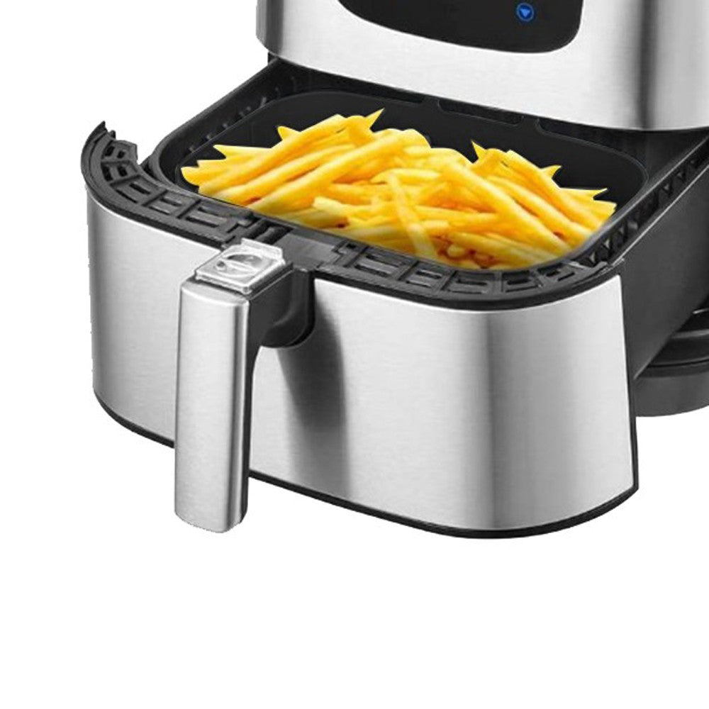 FDA Certificated 4Pcs Set Reusable Air Fryer Silicone Pot with Gloves Black