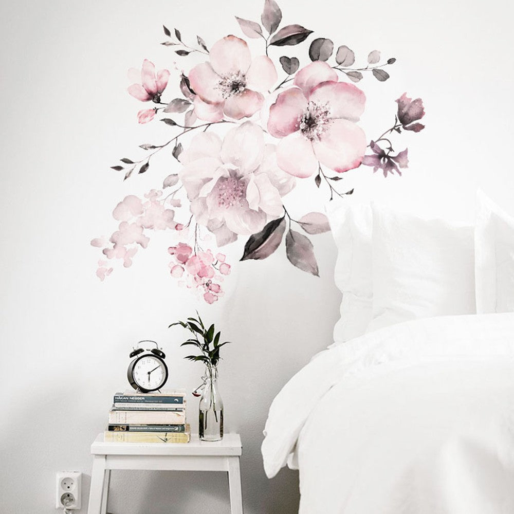 1 Set of Self Adhesive Wall Sticker Pink Flower Wallpaper Wall Decal Home Decor