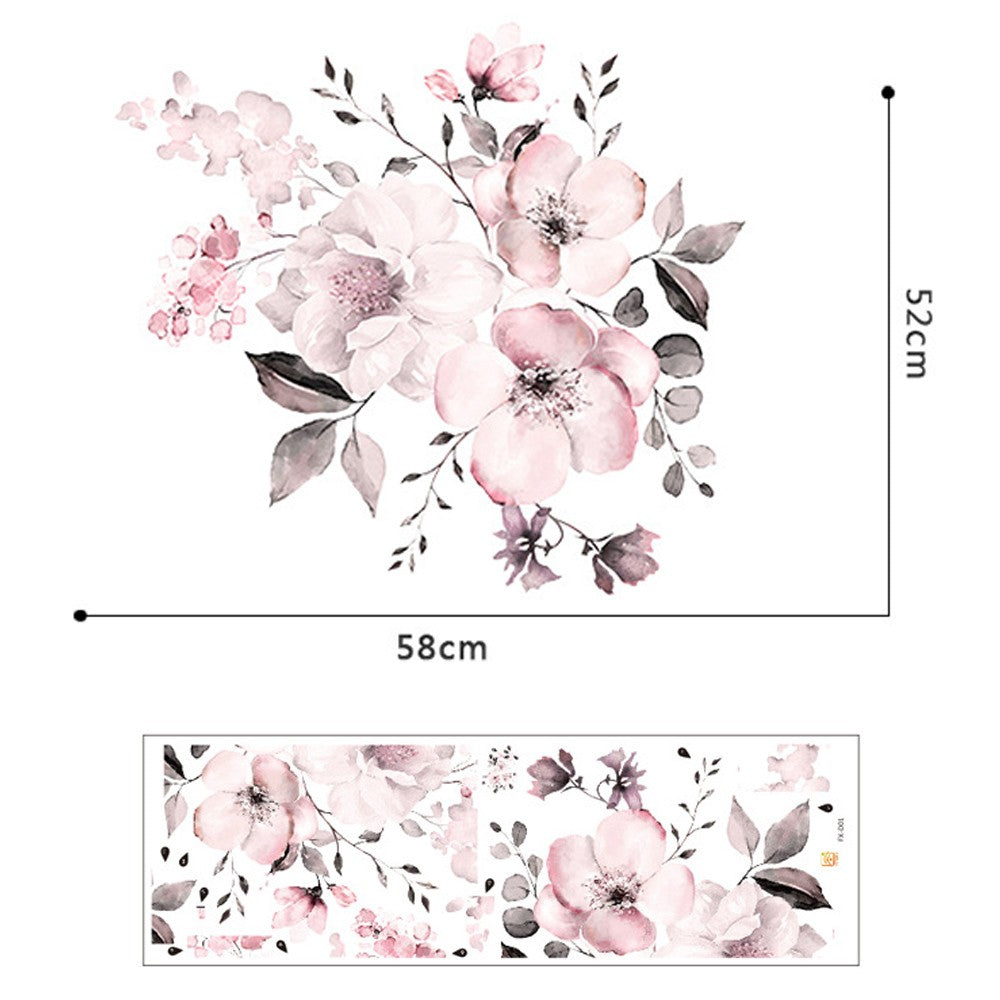 2 Sets of Self Adhesive Wall Sticker Pink Flower Wallpaper Wall Decal Home Decor