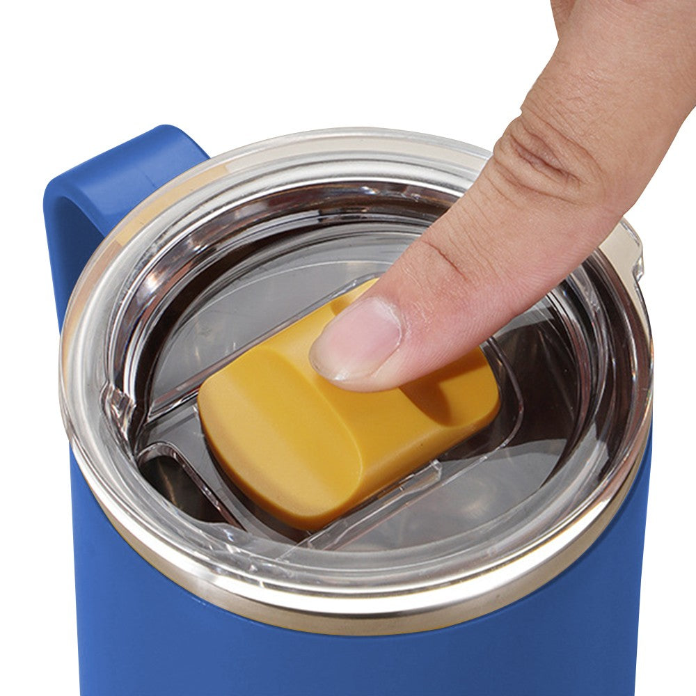 450mL Stainless Steel Coffee Mug Milk Cup with Handle and Lid Dark Blue