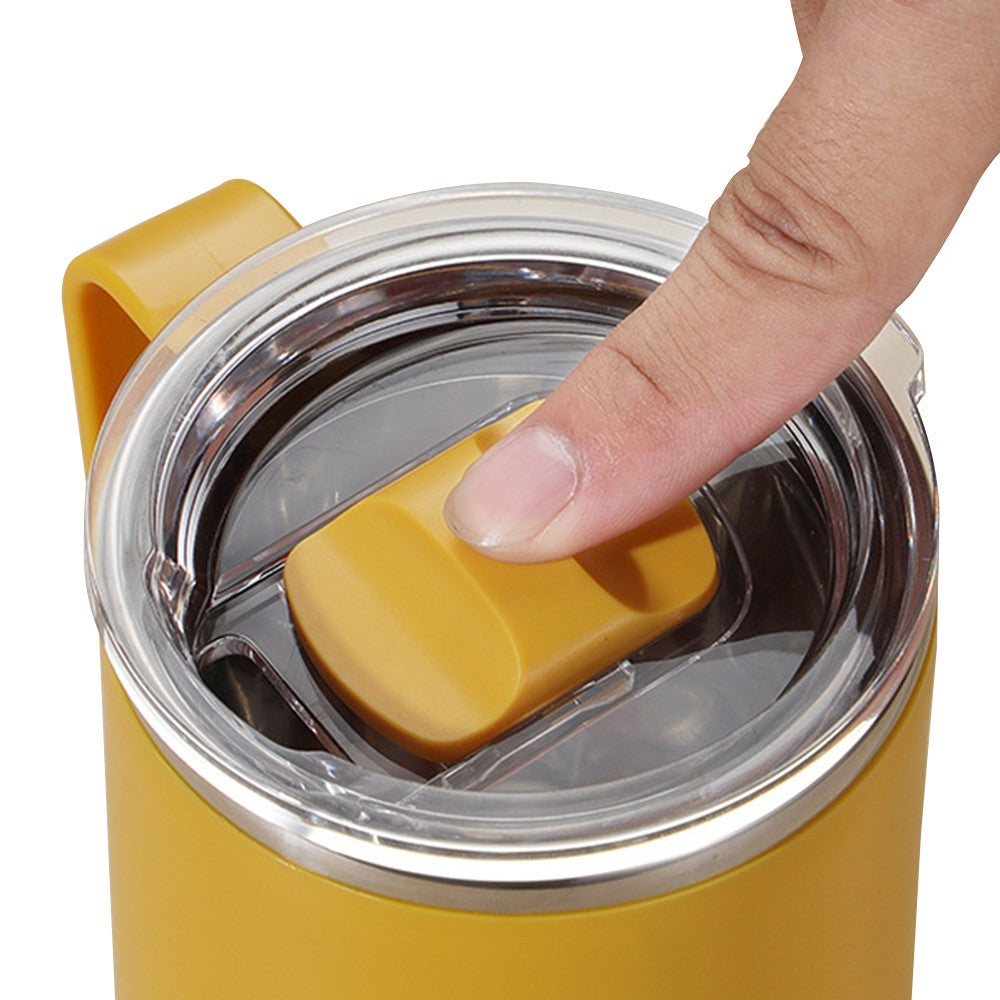 450mL Stainless Steel Coffee Mug Milk Cup with Handle and Lid Orange