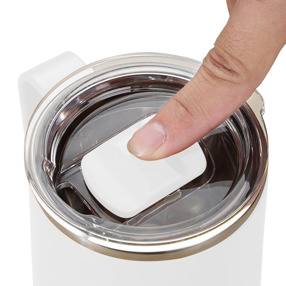 450mL Stainless Steel Coffee Mug Milk Cup with Handle and Lid White