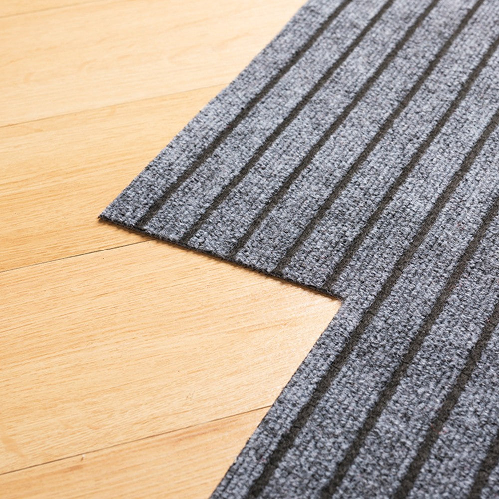 Set of 2Pcs 50cm Stripe Kitchen Mat Anti Slip Doormat Bathroom Floor Rug Grey