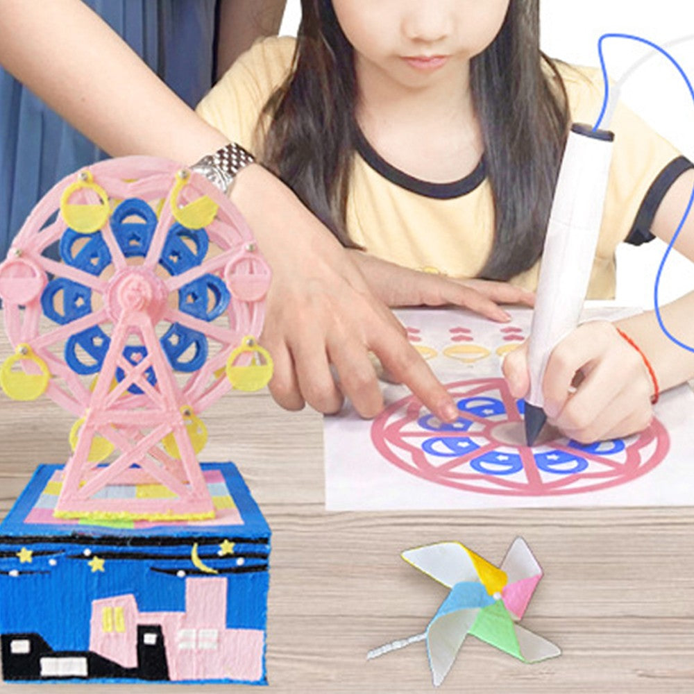1 Set of 3D Printing Pen DIY Crafting Doodle Pen with 12 Rolls PCL Filaments