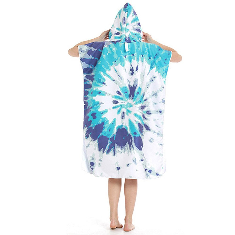 Quick Dry Bath Towel Hooded Beach Towel Changing Robe Poncho Bathrobe Style 4