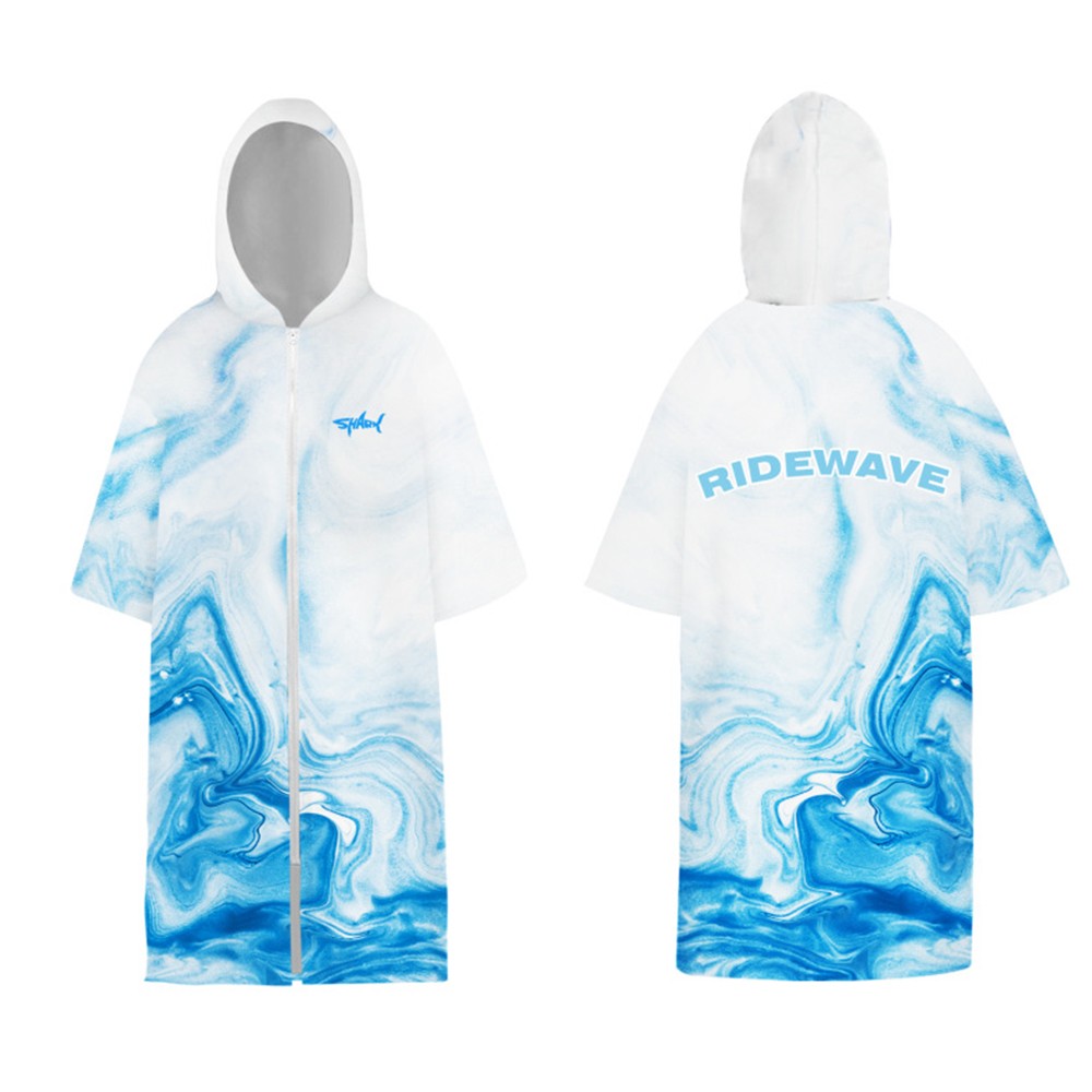 Quick Dry Bath Towel Hooded Beach Towel Changing Robe Bathrobe with Zipper