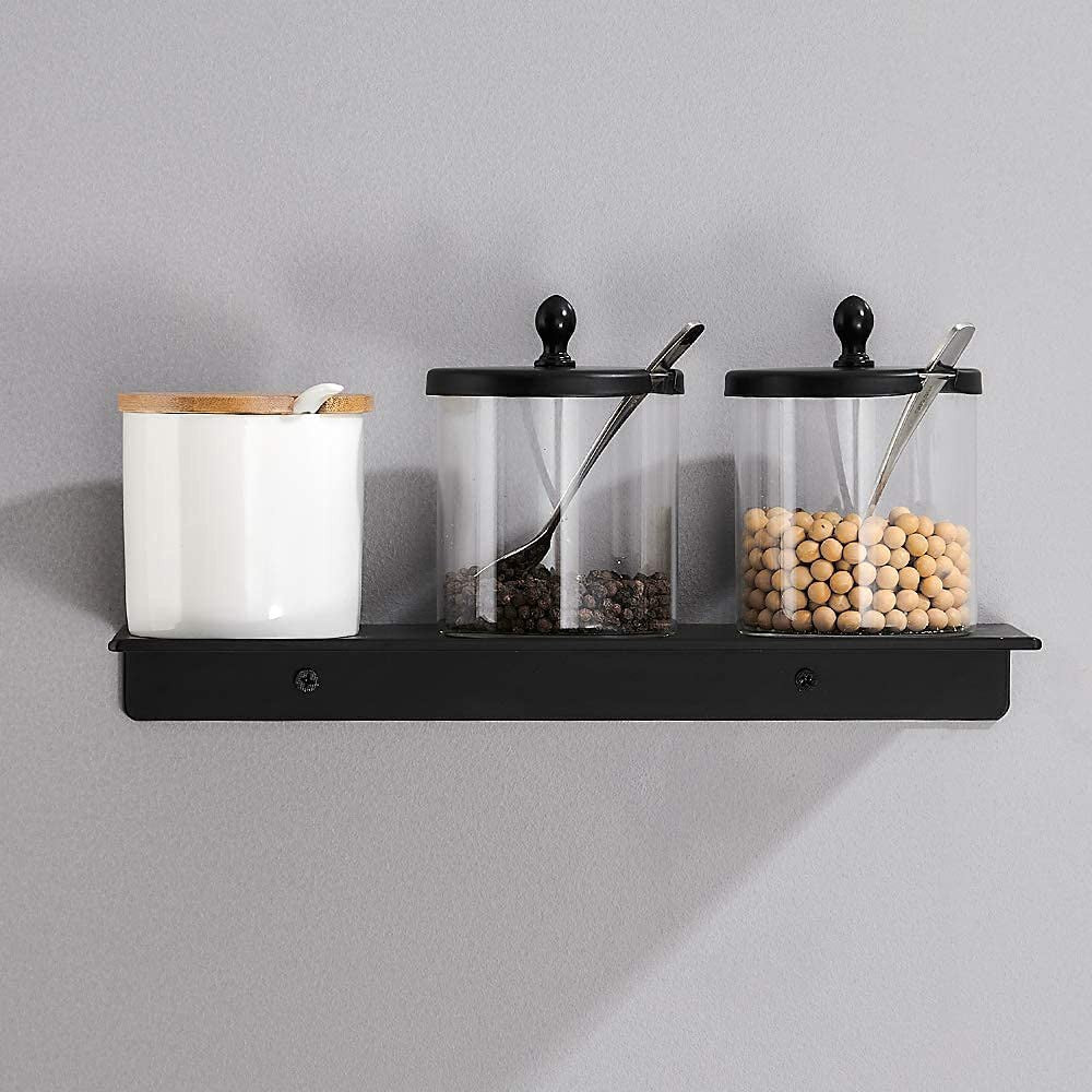 40cm Bathroom Floating Shelf Wall Mounted Cosmetic Storage Display Rack Black