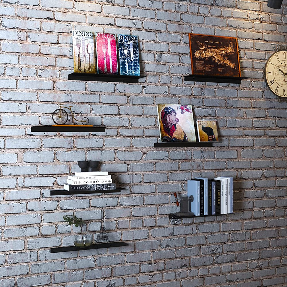 40cm Bathroom Floating Shelf Wall Mounted Cosmetic Storage Display Rack Black