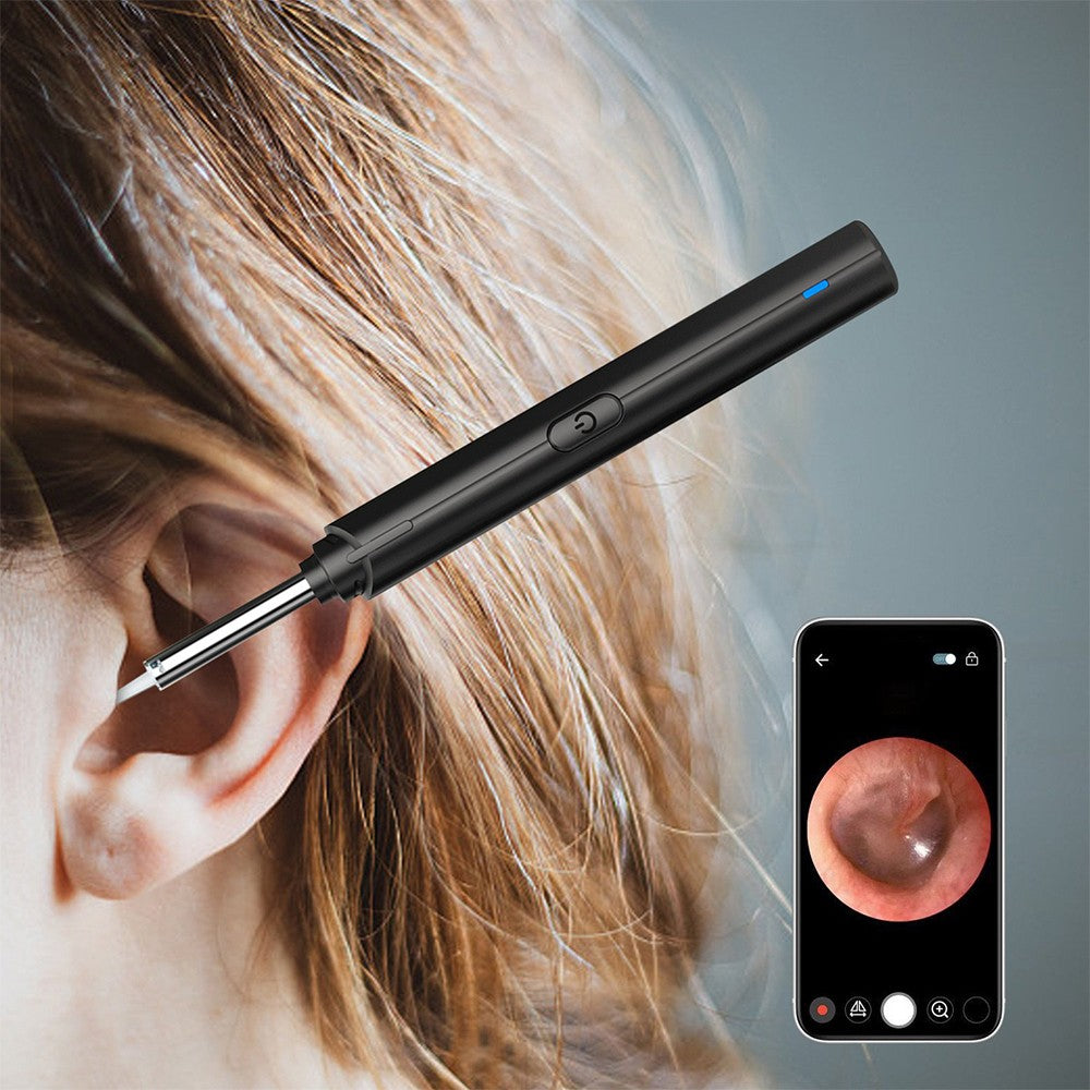 Ear Cleaner Ear Wax Removal Otoscope with Camera with 8Pcs Ear Pick Kit Black