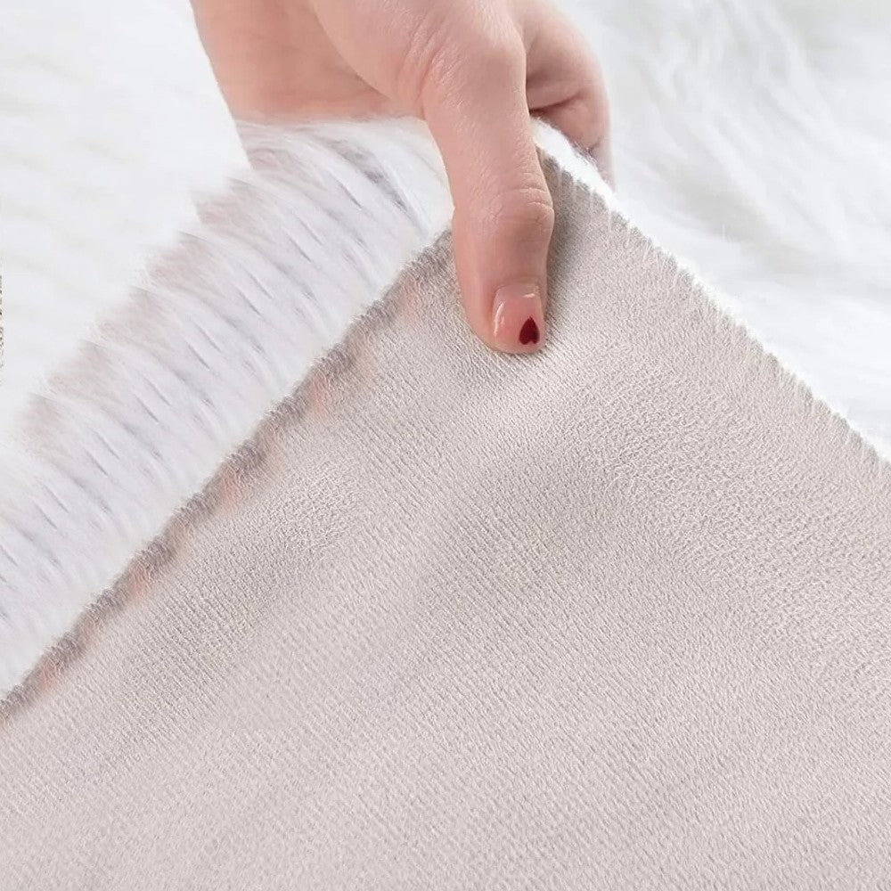 60x90cm Plush Floor Mat Area Non Slip Rug Fluffy Carpets for Bedroom White