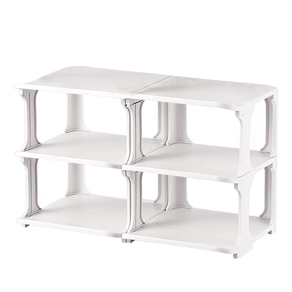 Stackable Two Tier Shoe Rack Open Design Free Combination Shoe Organizer