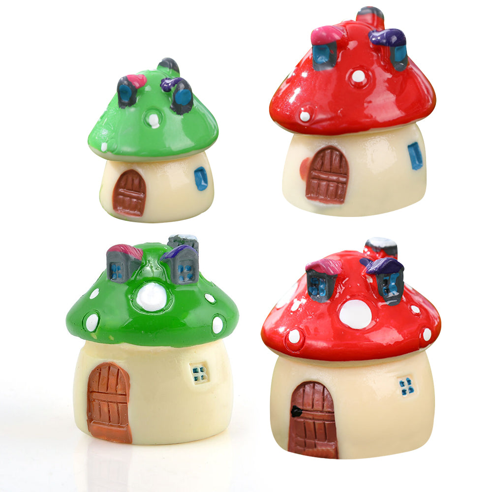 4Pcs Resin Miniatures Mushroom Statue Figurines Garden Decor Set B