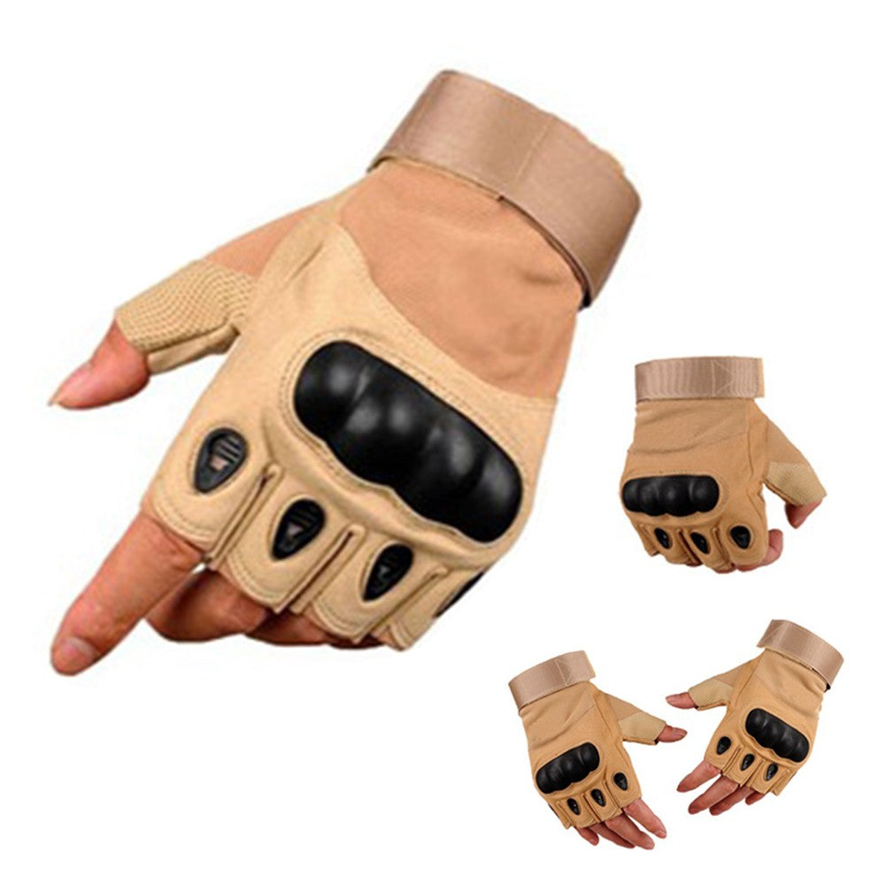 Pair of Half Finger Gloves Outdoor Cycling Tactical Fingerless Gloves Brown L