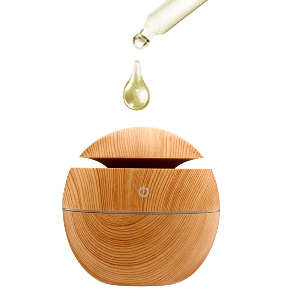 Air Humidifier USB Aromatherapy Diffuser LED Light Essential Oil Humidifier Light Brown