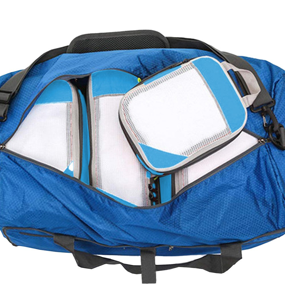 Set of 6Pcs Travel Storage Bags Clothes Organizer Pouch with Shoes Bag Blue