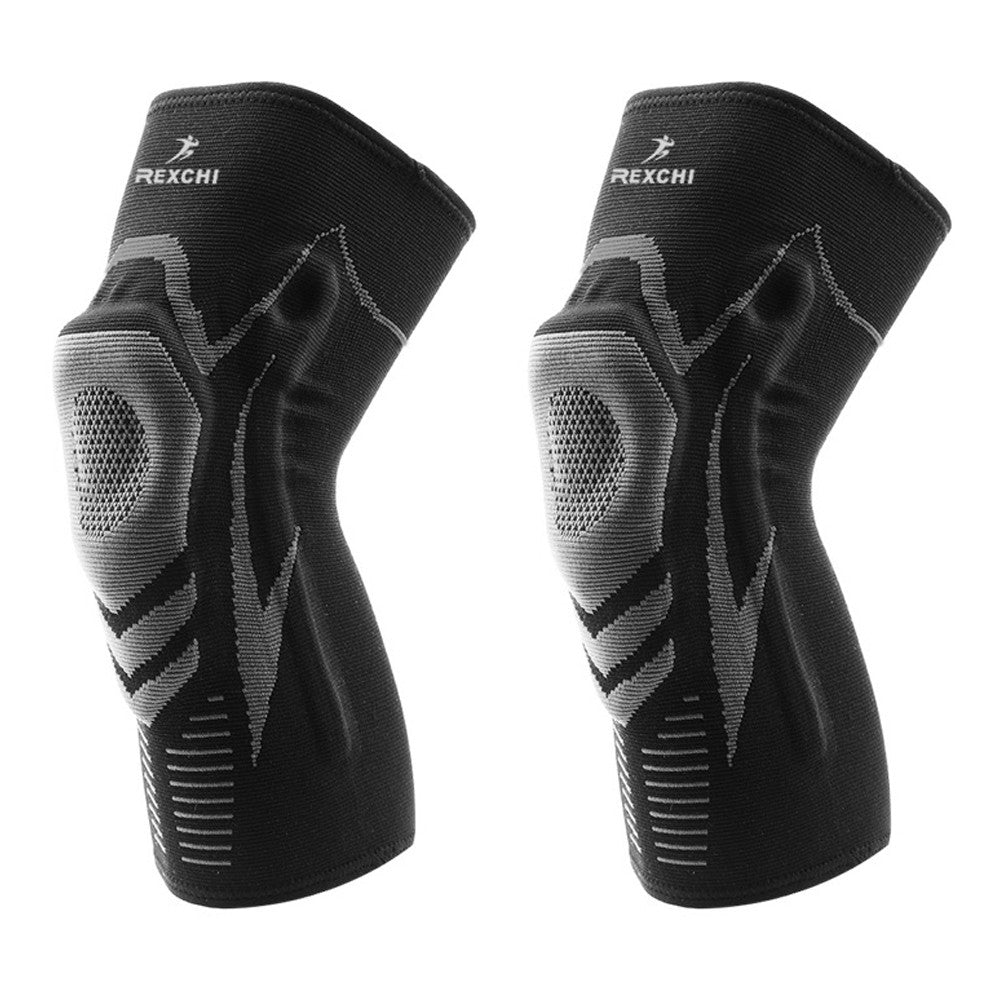 Pair of Compression Knee Brace Sports Knee Support Sleeve Knee Pad Grey L