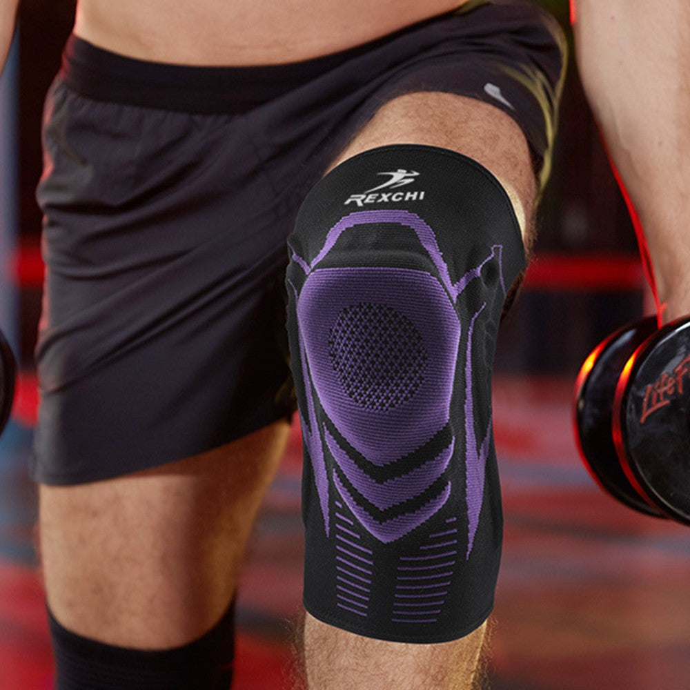 Pair of Compression Knee Brace Sports Knee Support Sleeve Knee Pad Purple L