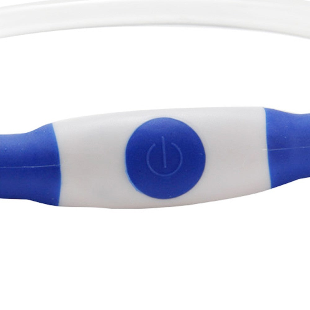 70cm Light-Up Pet Dog Collars Flashing Dog Collar USB Rechargeable Adjustable Pet Collar Blue Light